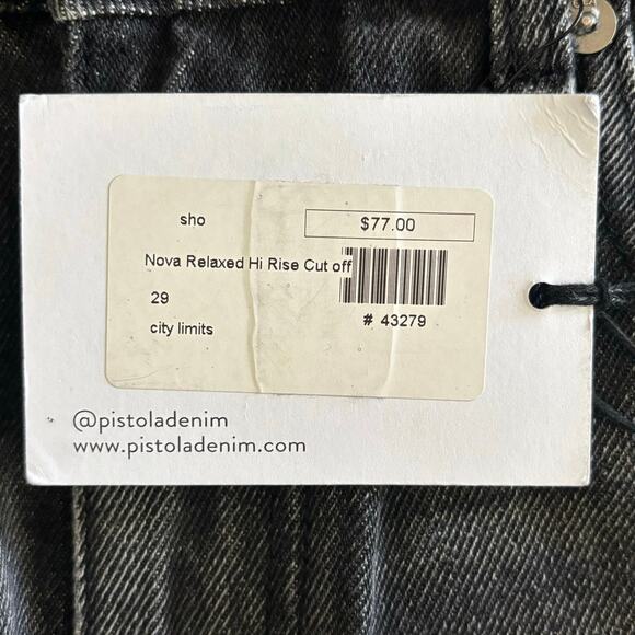 NEW Pistola Size 29 Nova Relaxed High Rise Cut Off Denim Jean Shorts Black - Picture 5 of 7